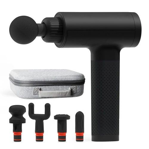 Sharper Image Powerboost Massage Gun – 5 Attachments, 6 Speeds| Ergonomic Deep Tissue Percussion Massager| Full Body Muscle Recovery & Pain Relief| Fa