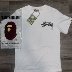 BAPE x Stussy Collaboration White T-Shirt