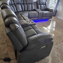 New Sectional In Box With Led Light Recliner 