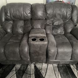Power Reclining Console Sofa w/ Head & Lumbar Support
