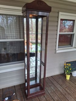 Cherry Finish Lighted Curio