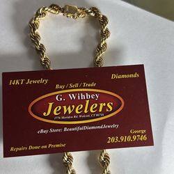 14 Kt Genuine Gold, 32” Rope Necklace  7 Millimeters Wide , 45.2 Grams 