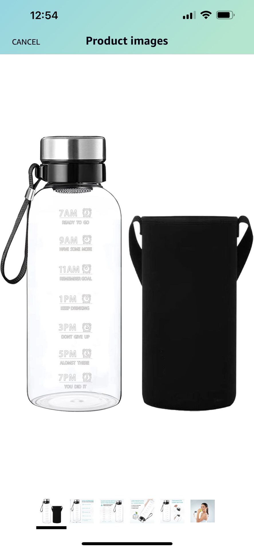 64 OZ Glass Water Bottle - Large Resuable Borosilicate Wide Mouth Glass Drinking Bottles With Time M