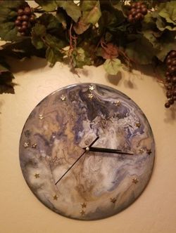 Handcrafted 12 Inch Acrylic Pour Clocks Wall Decoration