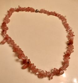 Vintage Rose Quartz Nugget Necklace