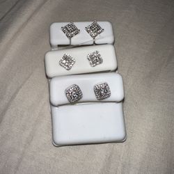 💎 Moissanite cluster earring bundle (3 pairs)