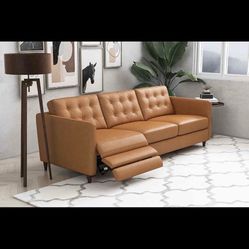 Ashcroft™ Louis Leather Electric Reclining Sofa - Left Recliner