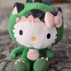 Hello Kitty Plush Toy Green Dragon. Sanrio Official. Hello Kitty Dinosaur Plush