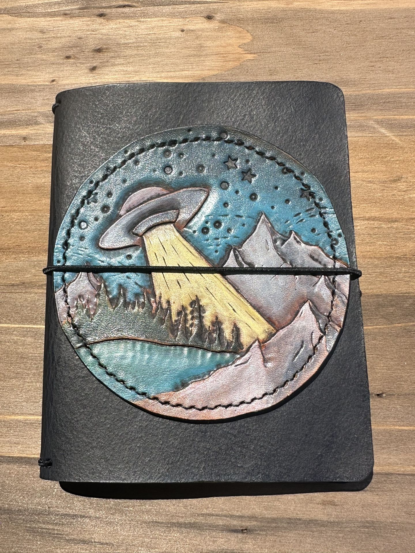 Pocket Field Notes Size Wide Travelers Notebook Handtooled Leather