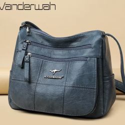 Many Pockets Shoulder Crossbody Bags for Women 2024 Brand Leather Ladies Designr Handbags Winter Style Messenger Bags Sac A Main