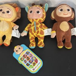 Three Cocomelon Plush with Hard Face and Electronic Toy $10 for All xox