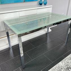 Parsons Dining Table with Expensive Crackled Glass Top