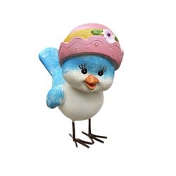 Hobby Lobby Blue Bird In Pink Hat Decoration