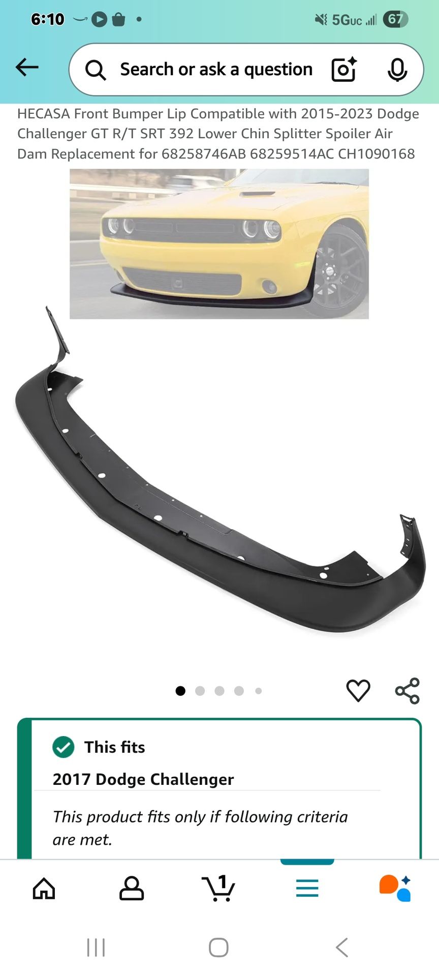 2017 Dodge Challenger Lip