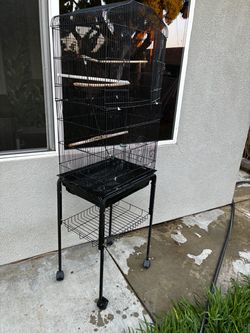 Large Black Bird Cage with Stand