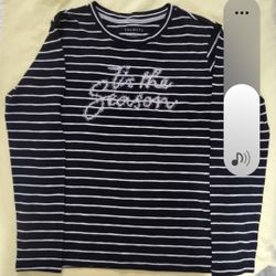 Talbots Striped long sleeve Tis The Season.