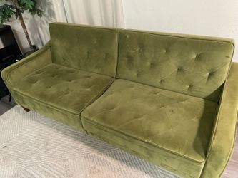 Green Velvet Tufted Two-Seat Sofa