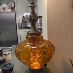 Vintage Amber Glass Table Lamp