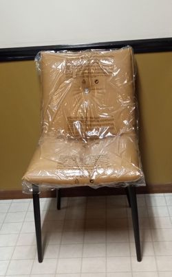 NEW Set of 2 ~ Mid Century Modern MCM Style Tufted PU Leather Dining Kitchen Table Office Chairs CAMEL Tan Brown