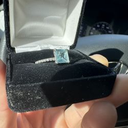 18k White Gold Plated Aquamarine Ring