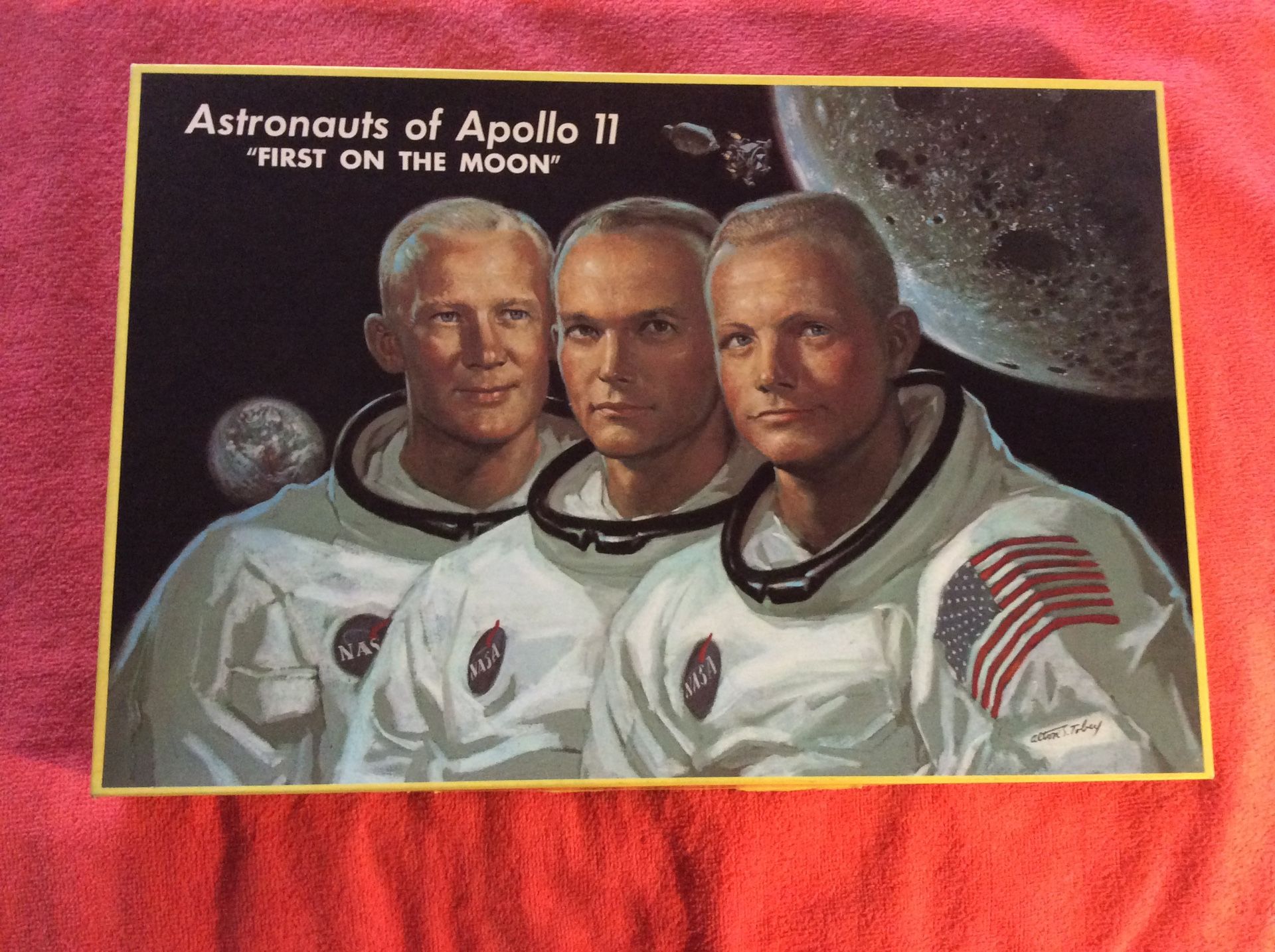 ASTRONAUTS OF APOLLO 11 FIRST ON THE MOON ORIGINAL JIGSAW PUZZLE 500+ PIECES 1969