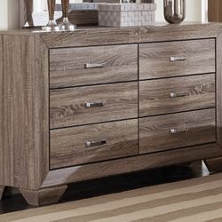 Brand New 6-Drawer Washed Taupe Dresser