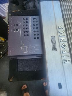 Two 15in sub in box whit 3000 watts amp  an eql