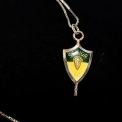 Vintage 1976 Josten's Senior Charm Pendant (initials WTH) On A 20" 925 italy BOX CHAIN 4 Grams 