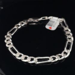 925 Silver 8” Figaro Bracelet 16.60g 7.5mm 167376/11