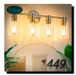 Alaislyc 4-Light Bathroom Vanity Light – Chrome Wall Sconce with Clear Glass