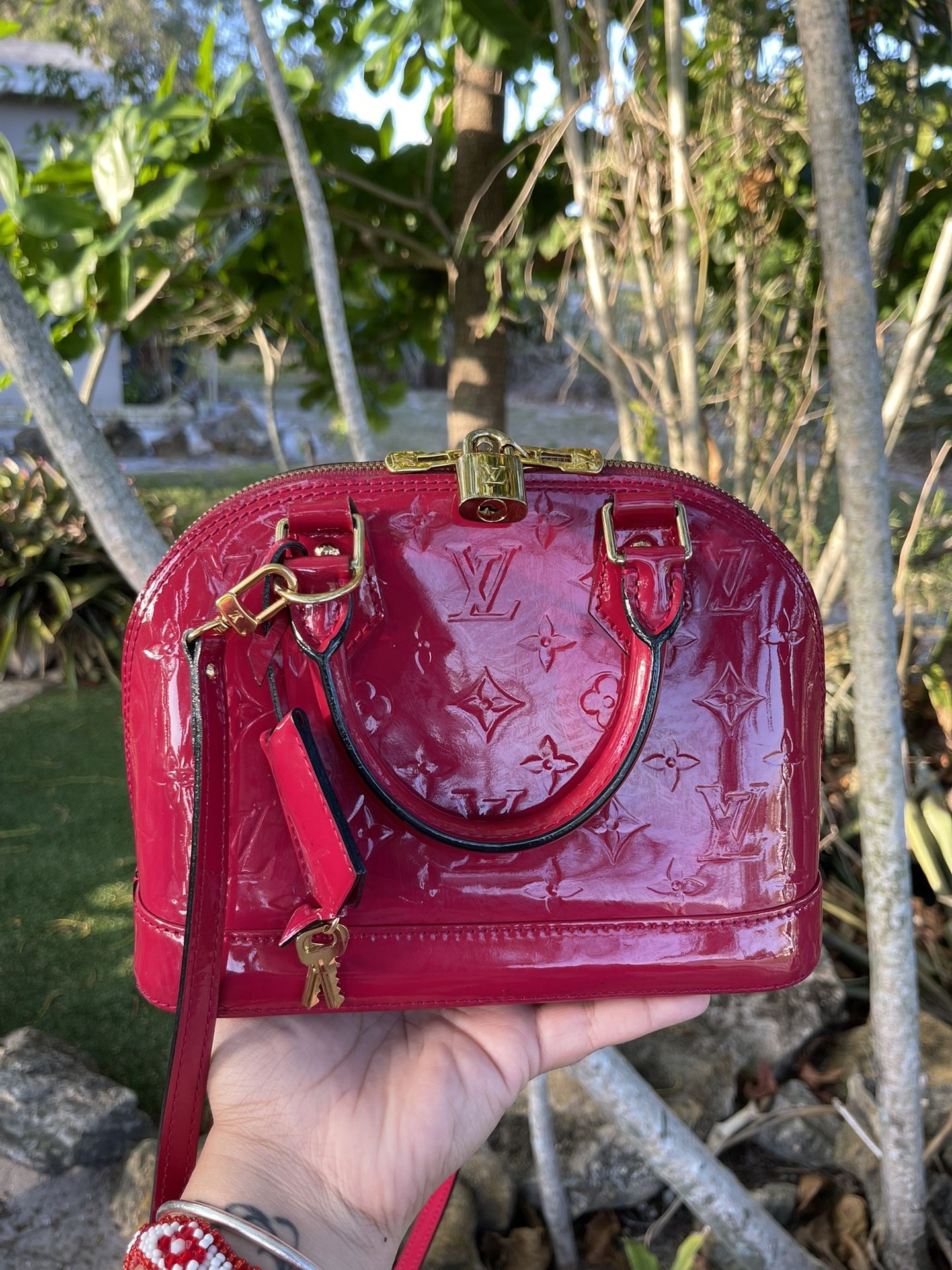 Louis Vuitton LV Hand Bag M91771 Alma BB Pink Vernis