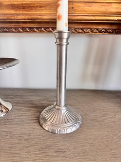 Silver Metal Taper Candlestick Holder