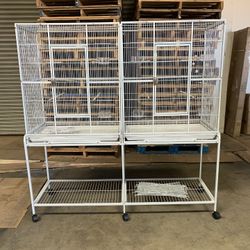 Extra Large Double Bird Flight Cage With Rolling Stand 