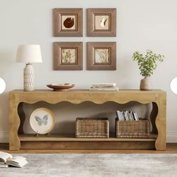 New Wood Console Table with Scalloped Apron