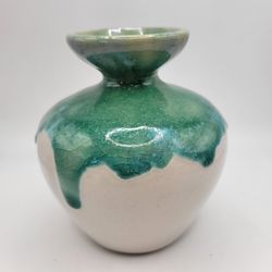 Anthropologie Studio Art Pottery Sea Foam Green Vase Ceramic THAILAND
