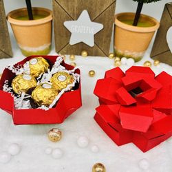 Rose Shaped Party Favor Box, Valentines Day Present 