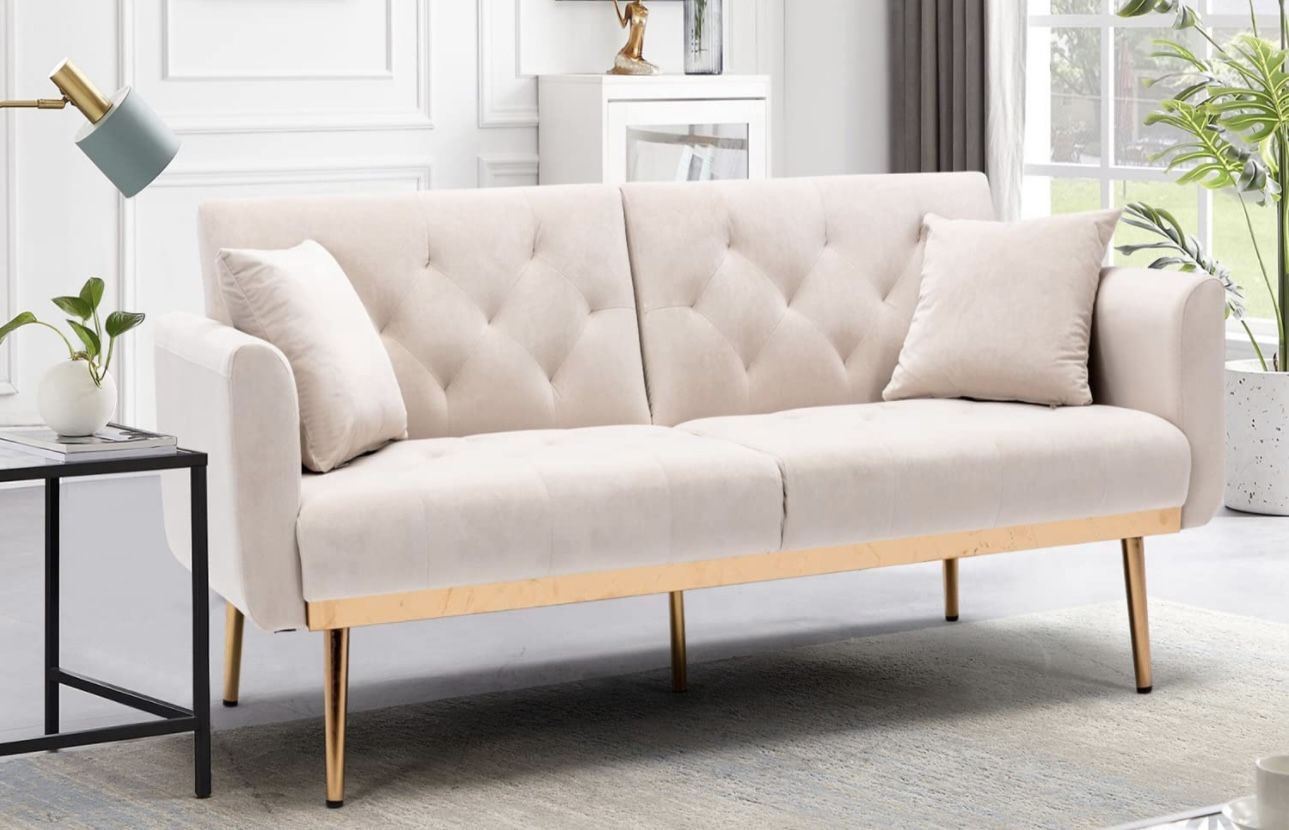 Velvet Gold Leg Sleeper Couch