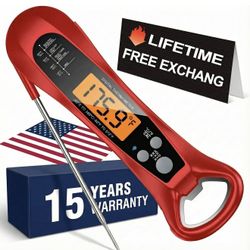 Therm Pro® Meat Thermometer Digital, 1 Sec Instant Read, NIST® Certified Accurate to ±0.5℉, Ultra Bright LED Screen, IP67, Auto-Rotate, for BBQ, Turke