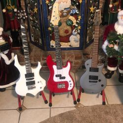 Mitchell $75,  Red Mini Bass $50, Cool Fire White Guitar $50  For Small People!!