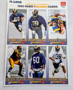 MCDONALD'S 1993 RAMS GAME DAY CARDS