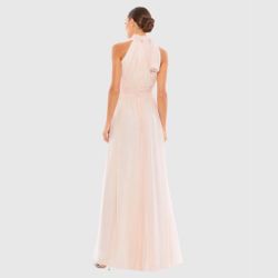 Mac Duggal High Neck Chiffon Gown Blush Size 12 Blush Light Pink