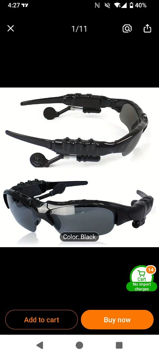 $16.74 Bluetooth 5.0 Smart Audio Glasses Sports Surround Sound Headphones Sunglasses