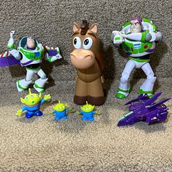 Disney Toy Story lot of 7 Bullseye Buzz Lightyear Alien Zurg spaceship