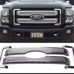 Fits 11-16 Ford F250 350 450 Super Duty 4PCS Moulding Front Mesh Grill Grille