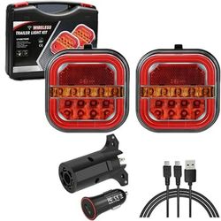 Wireless Trailer Lights Magnetic Towing, Magnetic LED Rechargeable and Portable Tow Lights Kit for Trucks, RVs, Campers, Boats, Caravans, and Wreckers