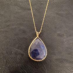 Blue Gemstone Pendant Necklace 10kt