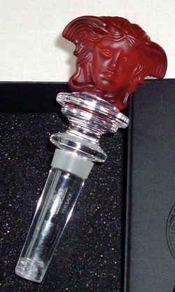 Rosenthal Versace Medusa Red Frosted Crystal Wine Bottle Stopper
