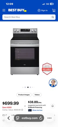 LG - 30-in Wide 6.3 Cu. Ft. Freestanding Electric Convection Smart Range with 4 Elements, Air Fry and WideView Window - Stainless Steel