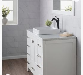 New Kraus KCR-281 Bathroom Semi Recessed Sink 16.25 X 16.25 Square Size