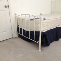 Twin Bed, Side Table and Box Frame With Mattress 